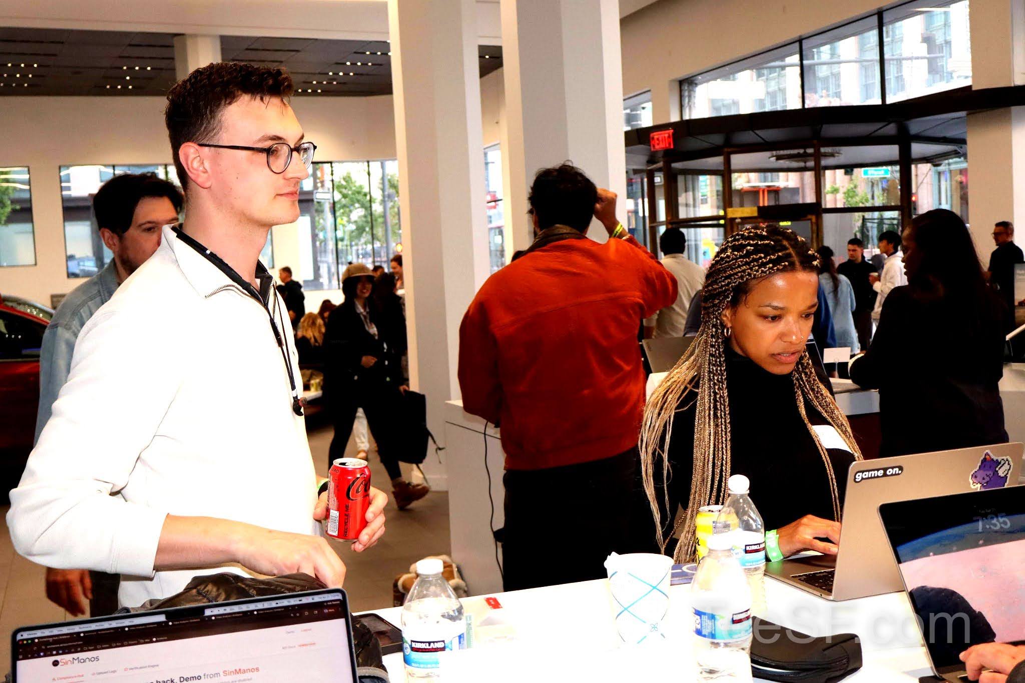 A photo from a pitch night event at Tesla in San Francisco.